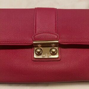 Red Leather Louis Vuitton Sofia Coppola Clutch Bag with Gold Hardware
